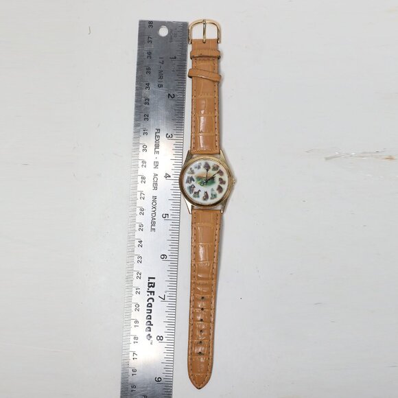 Vintage Ruane Manning Horse Watch Equestrian Gold Tone Faux Leather Band Quartz - Picture 5 of 11